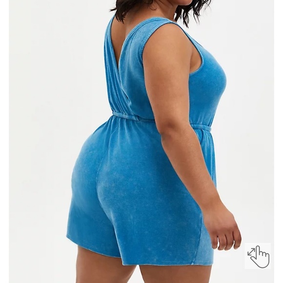 Torrid Blue Wash Scoop Neck Romper - Picture 3 of 5